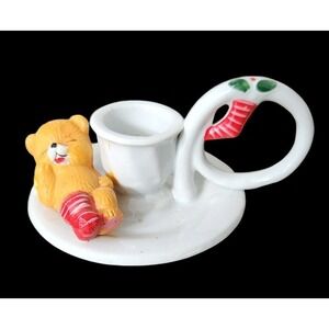 Christmas Kitten Cat Stocking Taper Finger Loop Candle Holder Giftco Inc 1980s